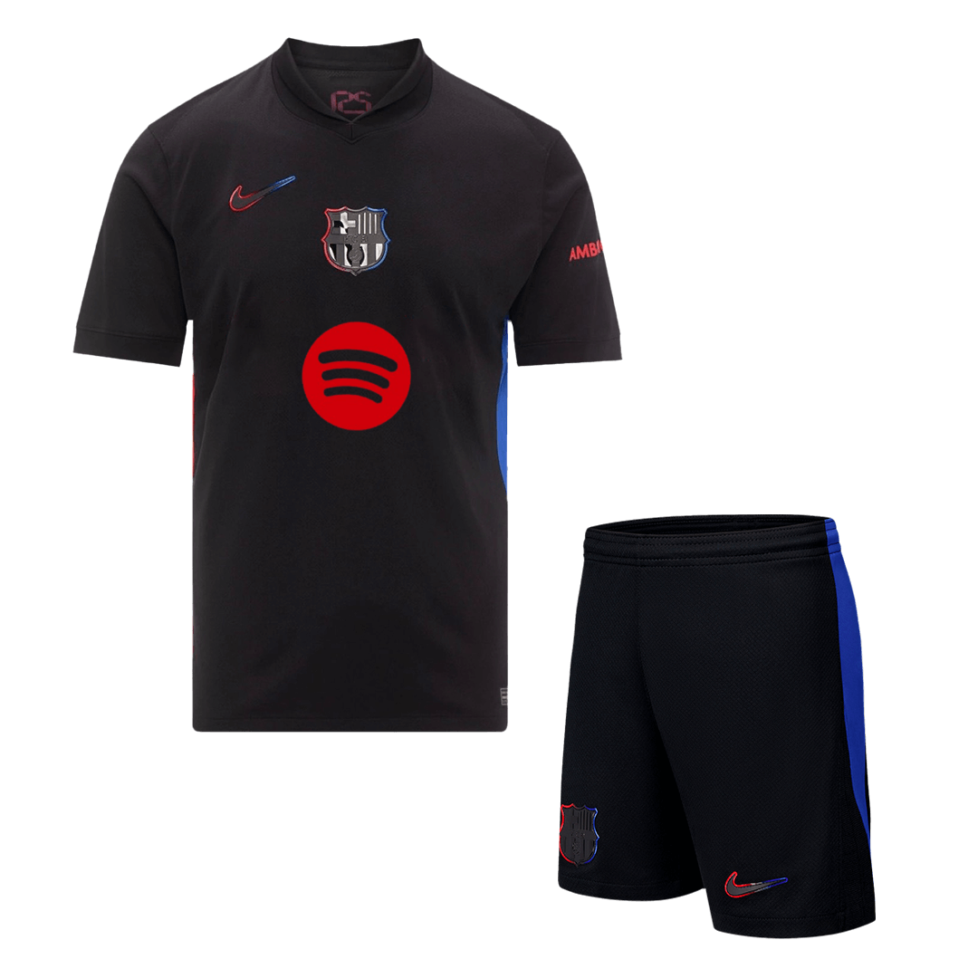 Barcelona Away Soccer Jersey Kit(Jersey+Shorts) 2024/25 - Spotify Logo Without Text Top Dresy Shop