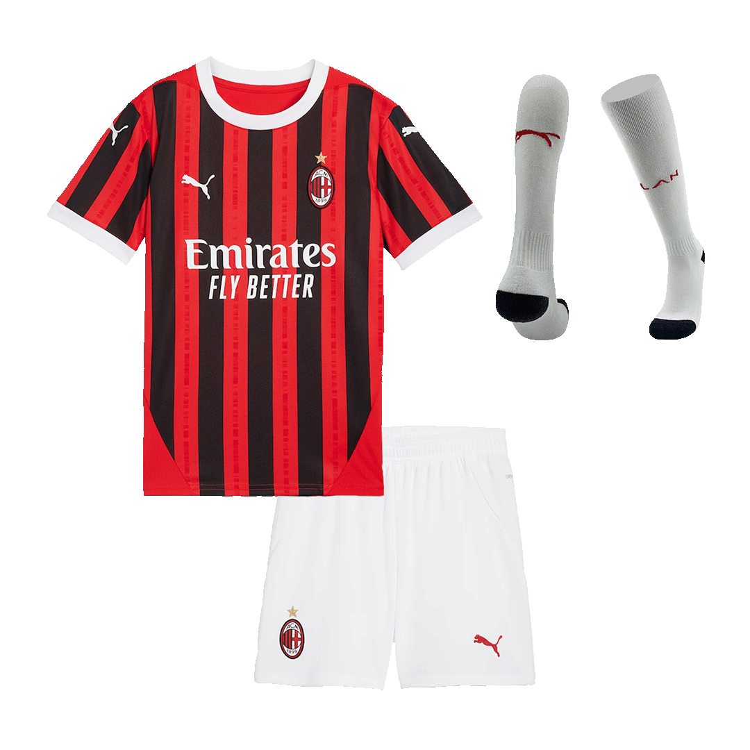 Kid's AC Milan Home Soccer Jersey Kit(Jersey+Shorts+Socks) 2024/25 Top Soccer Jerseys Store