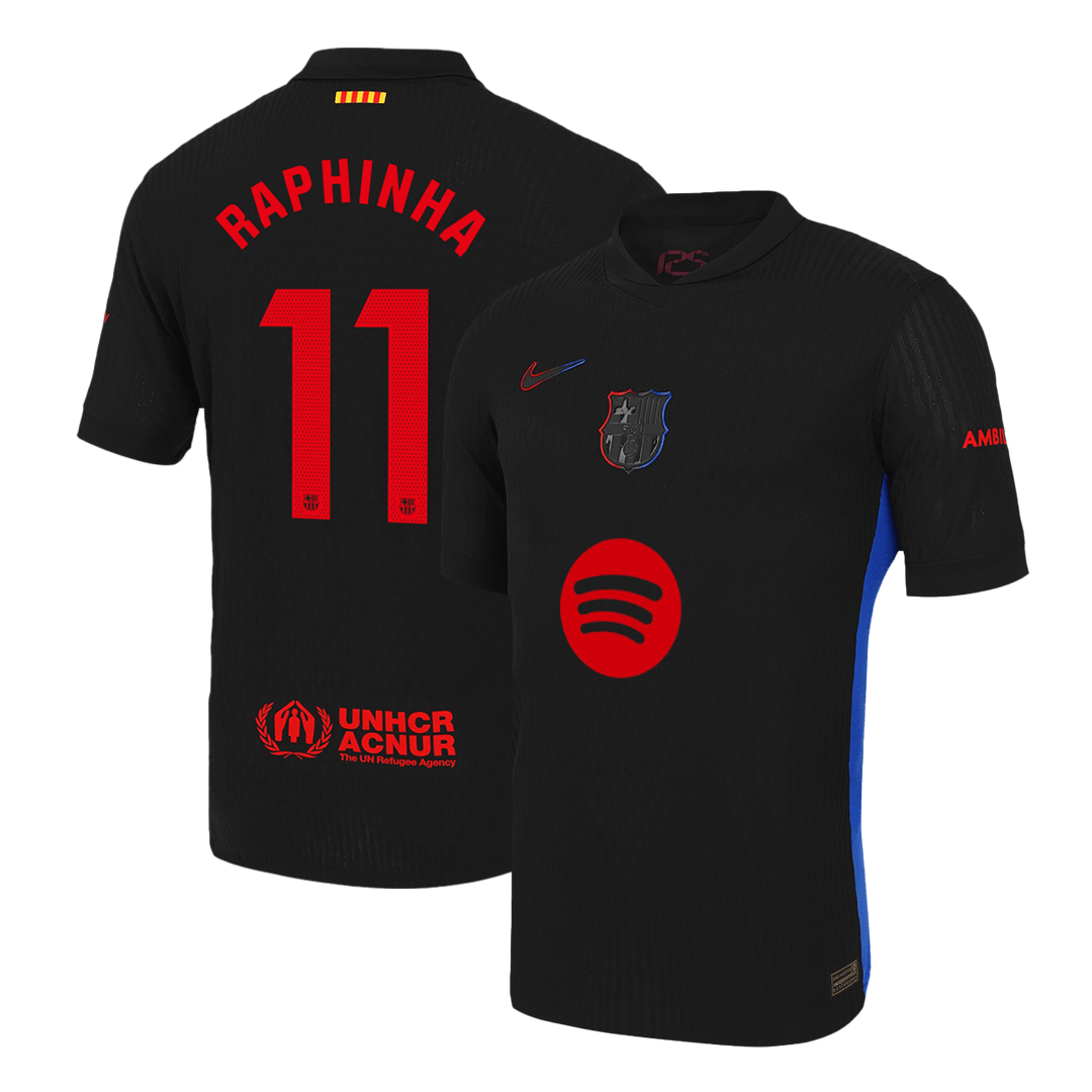Player Version RAPHINHA #11 Barcelona Away Soccer Jersey 2024/25 -?Spotify Logo Without Text? Top Dresy Shop