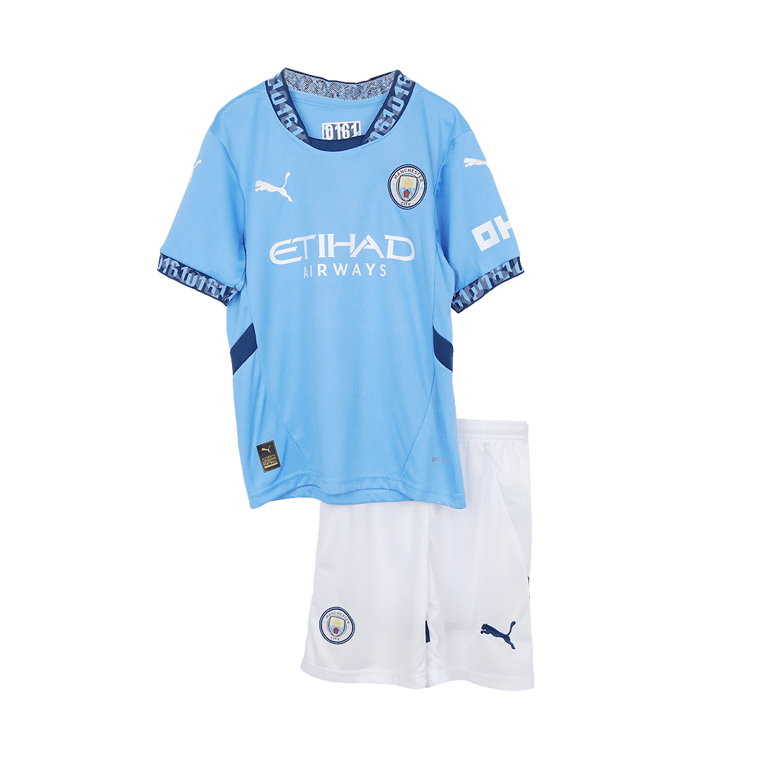 Kid's Manchester City Home Soccer Jersey Kit(Jersey+Shorts) 2024/25 Top Dresy Shop