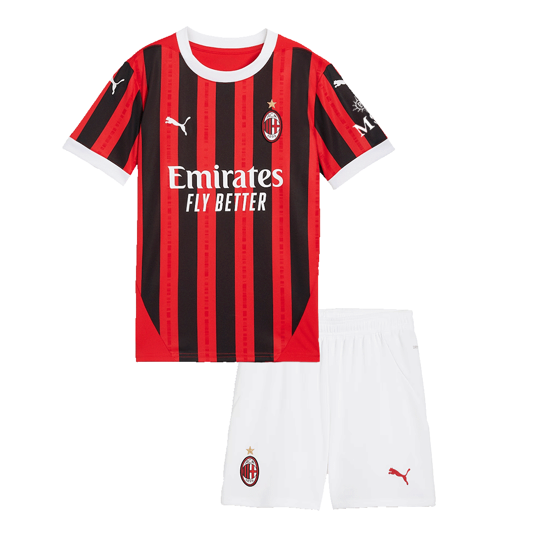 Kid's AC Milan Home Soccer Jersey Kit(Jersey+Shorts) 2024/25 Top Dresy Shop