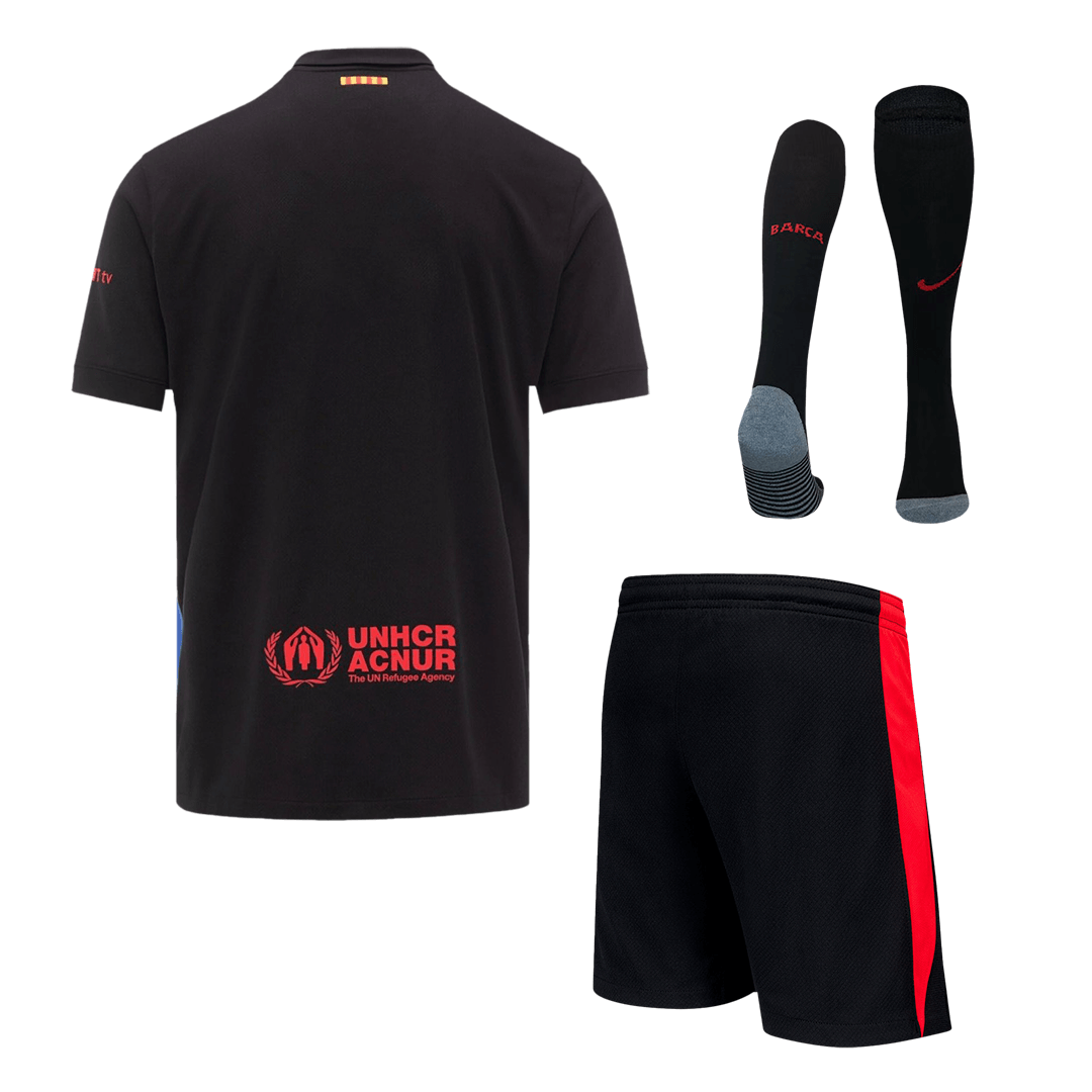 Barcelona Away Soccer Jersey Kit(Jersey+Shorts+Socks) 2024/25- Spotify Logo Without Text Top Dresy Shop