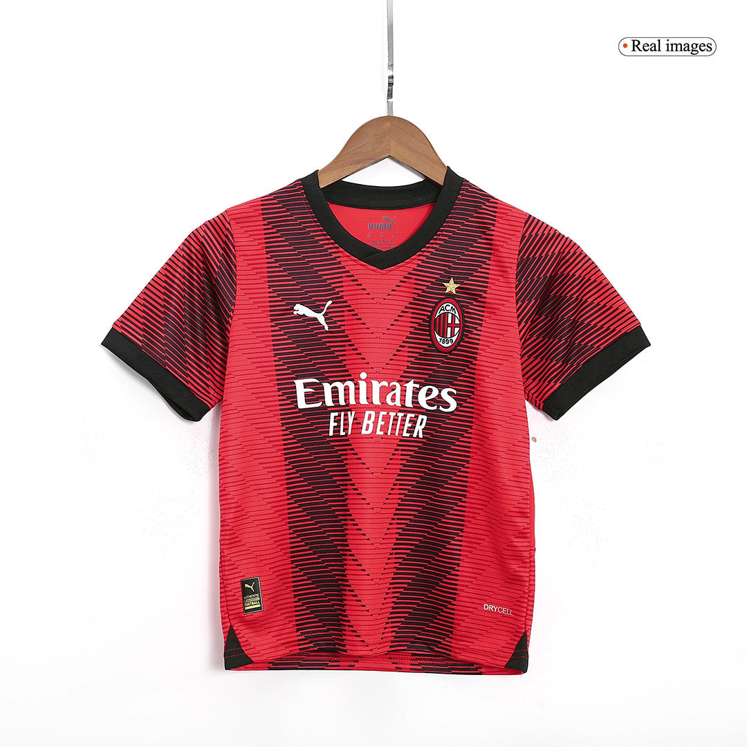 Kid's AC Milan Home Soccer Jersey Kit(Jersey+Shorts) 2023/24 Top Soccer Jerseys Store