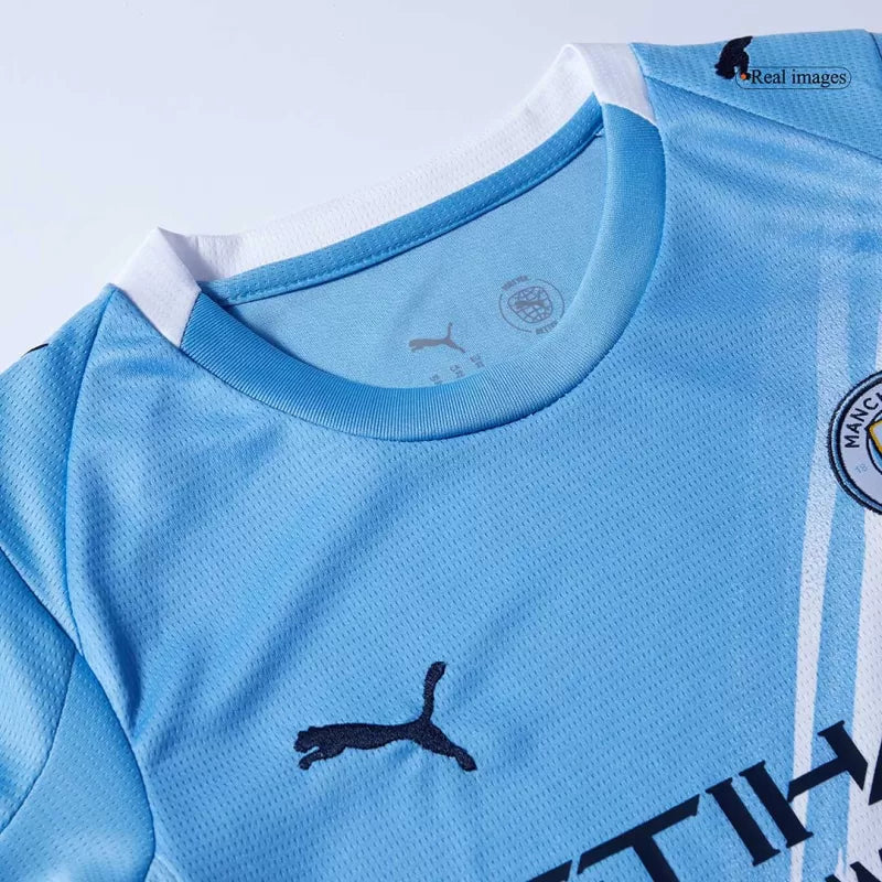Kid's Manchester City Home Soccer Jersey Kit(Jersey+Shorts) 2025/26
