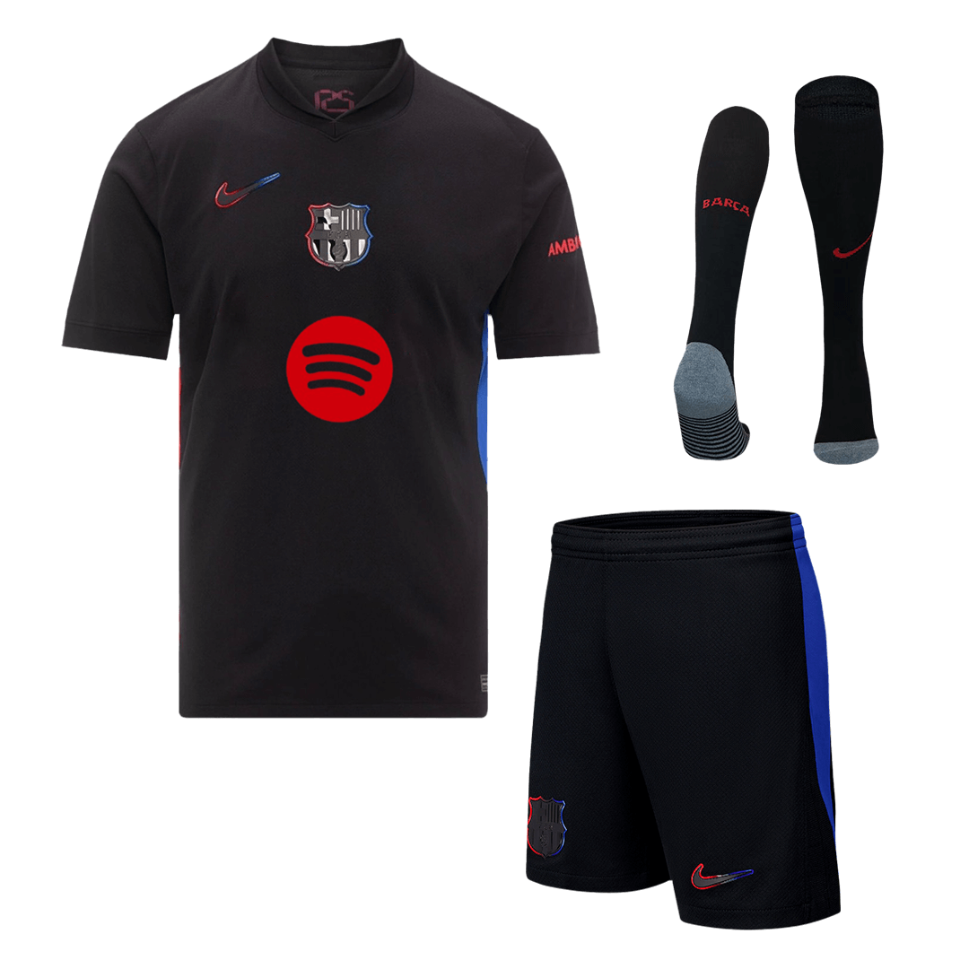 Barcelona Away Soccer Jersey Kit(Jersey+Shorts+Socks) 2024/25- Spotify Logo Without Text Top Dresy Shop