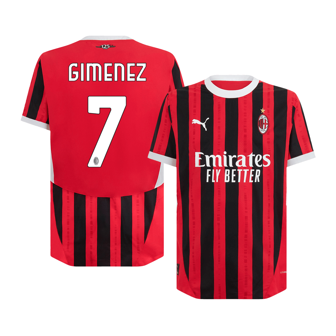 Player Version GIMENEZ #7 AC Milan Home Soccer Jersey 2024/25 Top Soccer Jerseys Store