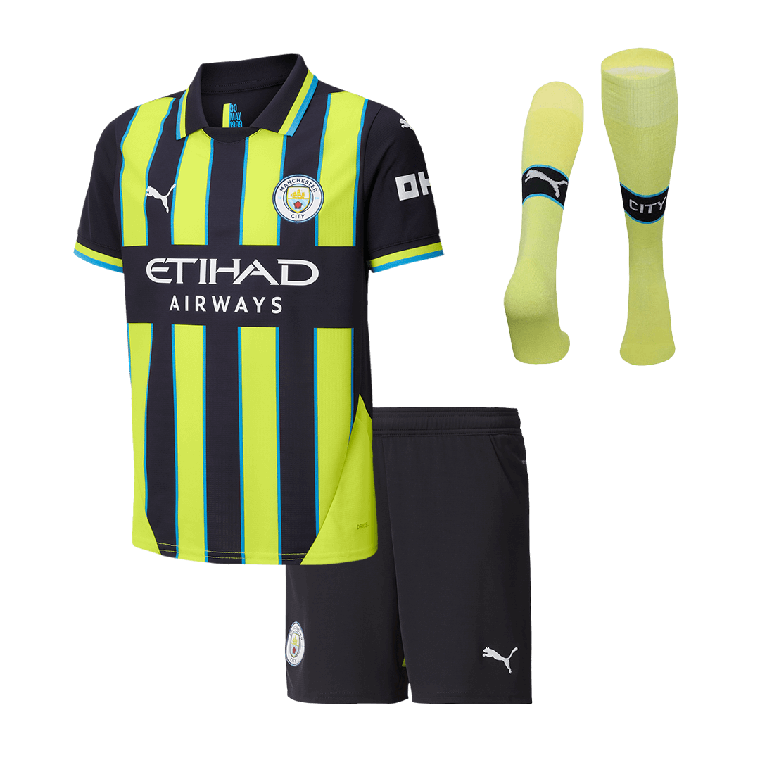 Kid's Manchester City Away Soccer Jersey Kit(Jersey+Shorts+Socks) 2024/25 Top Dresy Shop
