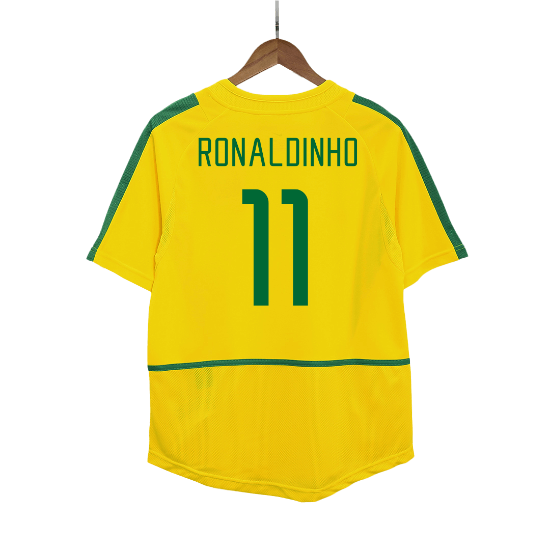 Retro RONALDINHO #11 2002/03 Brazil Home Soccer Jersey Top Dresy Shop