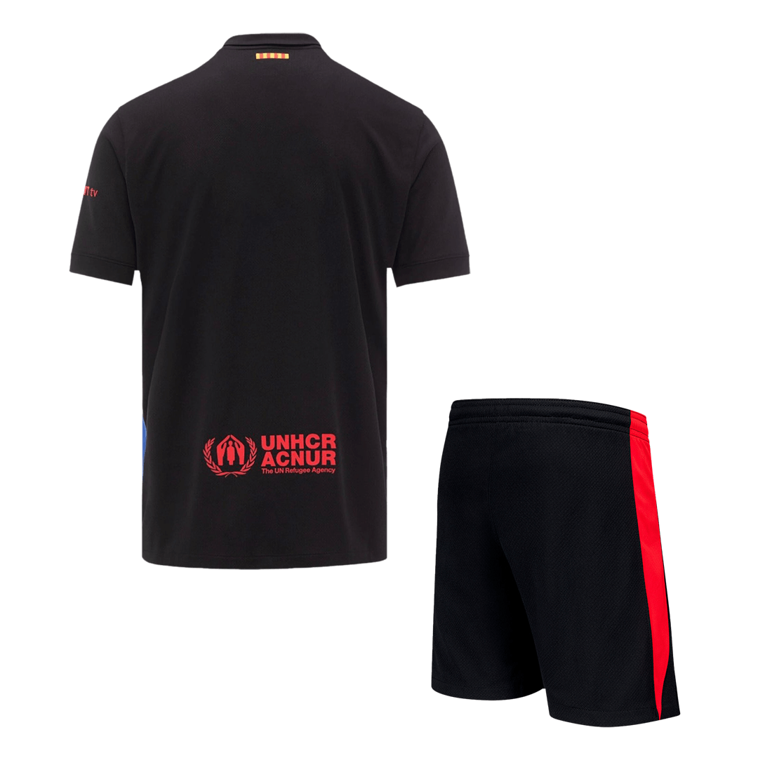 Barcelona Away Soccer Jersey Kit(Jersey+Shorts) 2024/25 - Spotify Logo Without Text Top Dresy Shop