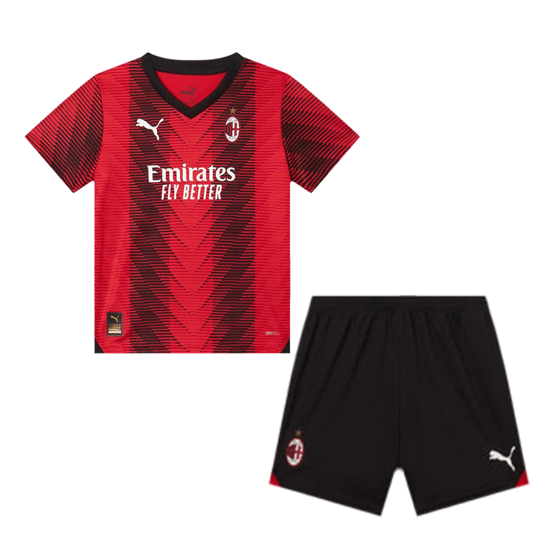 Kid's AC Milan Home Soccer Jersey Kit(Jersey+Shorts) 2023/24 Top Dresy Shop