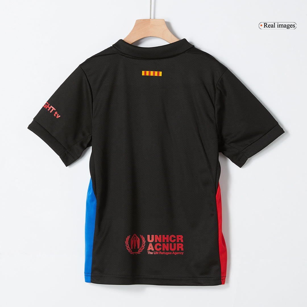 Kid's Barcelona Away  Soccer Jersey Kit(Jersey+Shorts) 2024/25 - Spotify Logo Without Text Top Dresy Shop