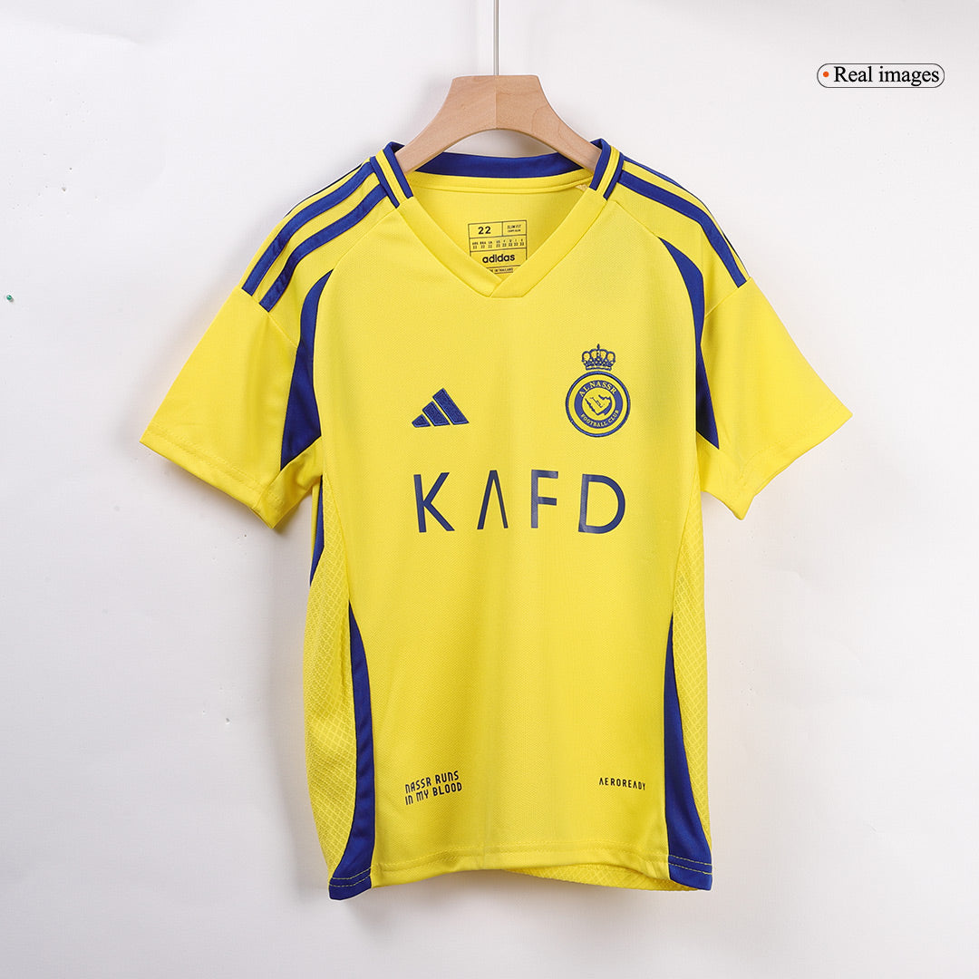 Kid's RONALDO #7 Al Nassr Home  Soccer Jersey Kit(Jersey+Shorts+Socks) 2024/25 Top Dresy Shop
