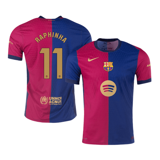 Player Version RAPHINHA #11 Barcelona Home  Soccer Jersey 2024/25 -?Spotify Logo Without Text? Top Dresy Shop