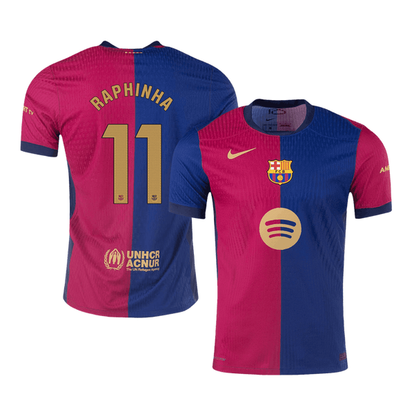 Player Version RAPHINHA #11 Barcelona Home  Soccer Jersey 2024/25 -?Spotify Logo Without Text? Top Soccer Jerseys Store