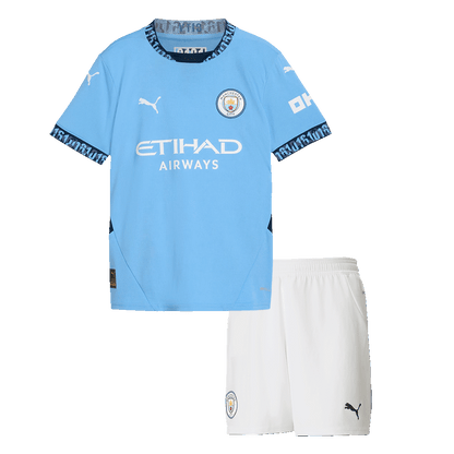 Kid's Manchester City Home  Soccer Jersey Kit(Jersey+Shorts) 2024/25 Top Dresy Shop
