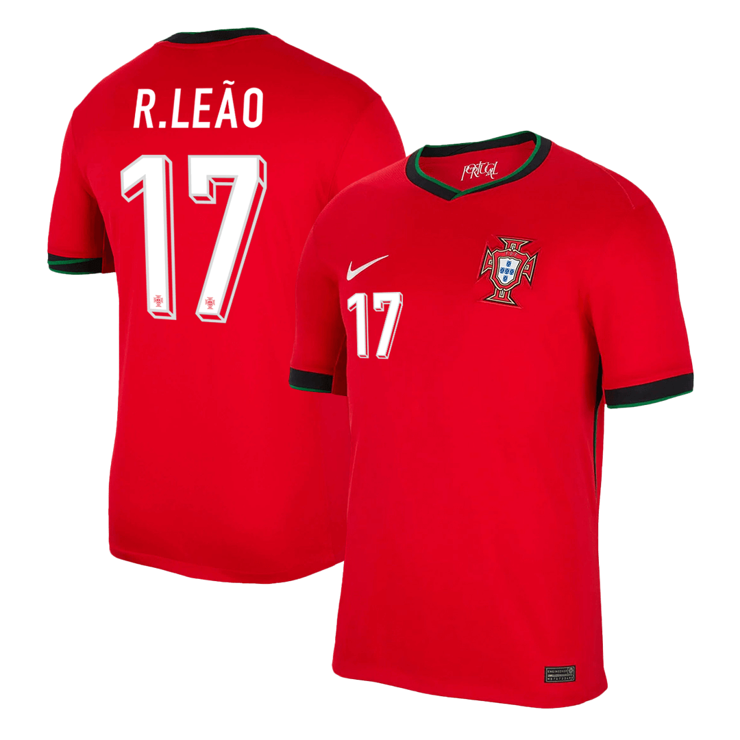 R.Leão #17 Portugal Home  Soccer Jersey Euro 2024 Top Dresy Shop