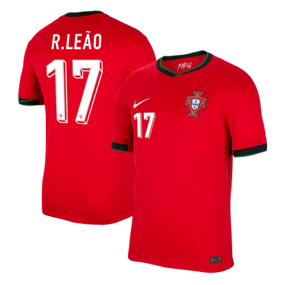 R.Leão #17 Portugal Home  Soccer Jersey Euro 2024 Top Dresy Shop