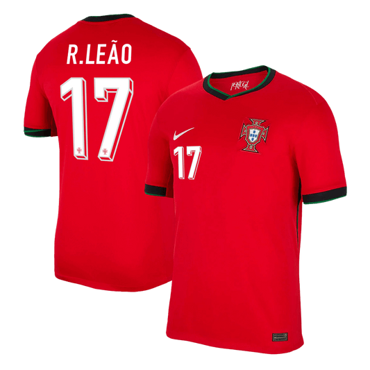 R.Leão #17 Portugal Home  Soccer Jersey Euro 2024 Top Dresy Shop