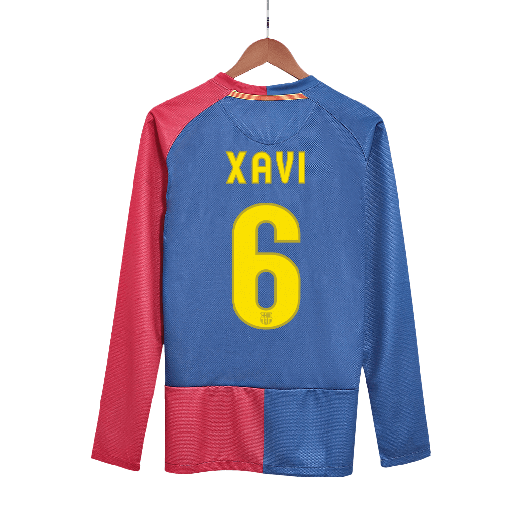 Retro XAVI #6 2008/09 Barcelona Home Long Sleeve  Soccer Jersey- UCL Final Top Soccer Jerseys Store