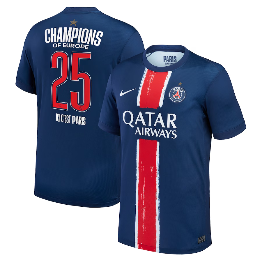 Player Verison PSG Home Soccer Jersey 2024/25 Special Edition-Champions of Europe 2025 Go Game Wear