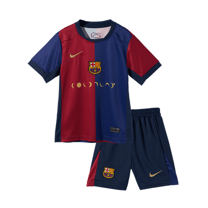 Kid's Barcelona Home  Soccer Jersey Kit(Jersey+Shorts) 2024/25 - COLDPLAY Top Dresy Shop