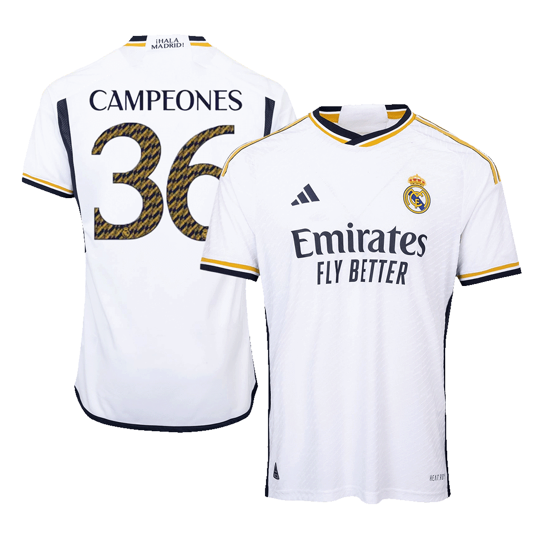 Player Version CAMPEONES #36 Real Madrid Home Soccer Jersey 2023/24 Top Dresy Shop