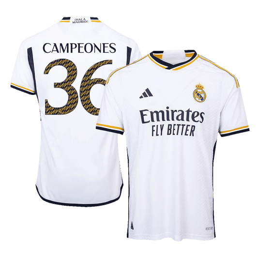 Player Version CAMPEONES #36 Real Madrid Home Soccer Jersey 2023/24 Top Dresy Shop
