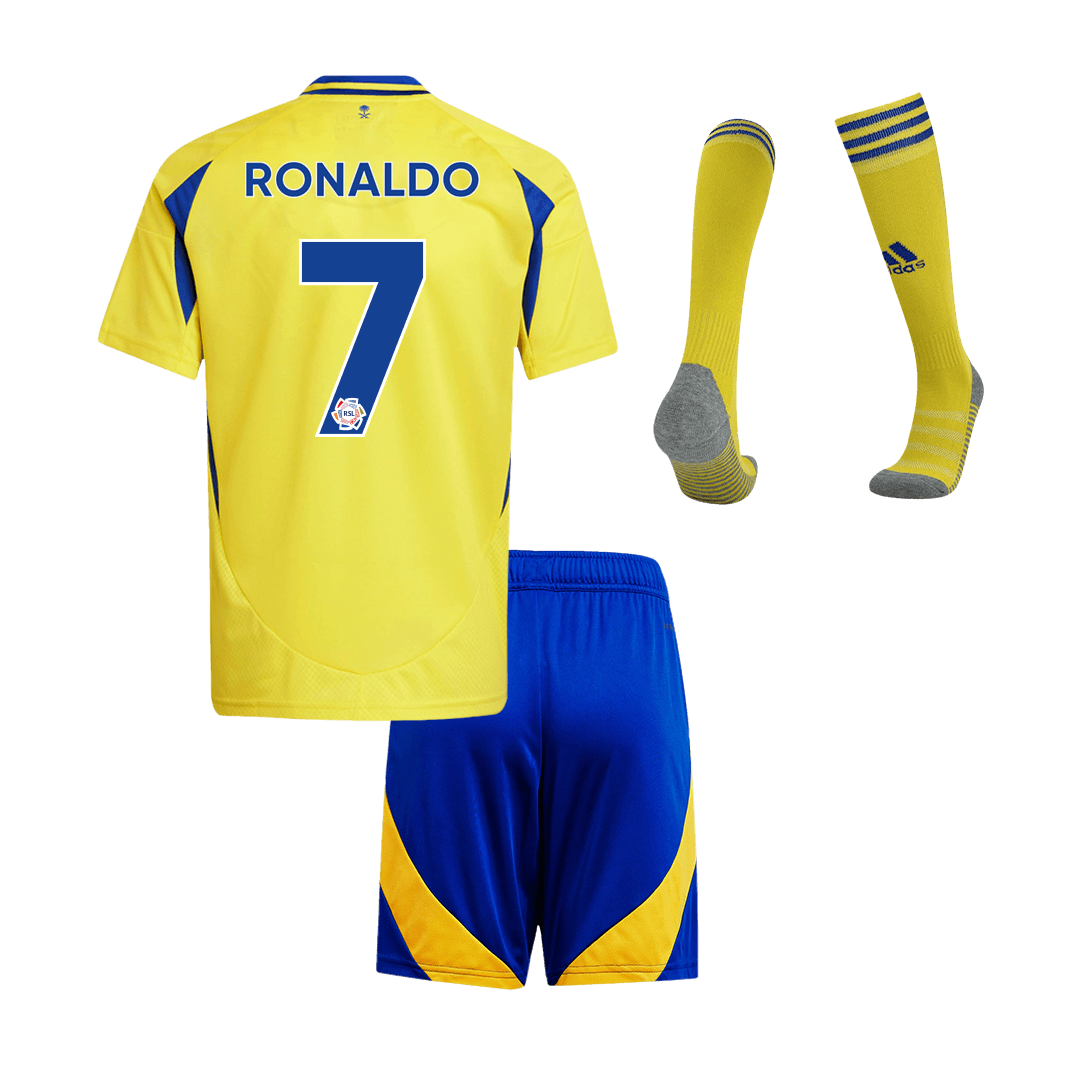 Kid's RONALDO #7 Al Nassr Home  Soccer Jersey Kit(Jersey+Shorts+Socks) 2024/25 Top Dresy Shop