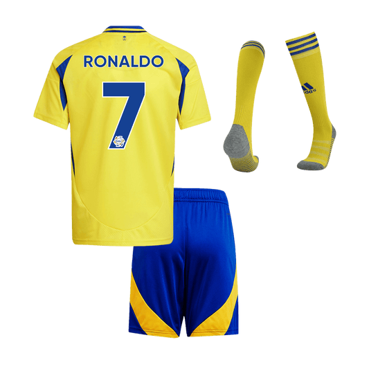 Kid's RONALDO #7 Al Nassr Home  Soccer Jersey Kit(Jersey+Shorts+Socks) 2024/25 Top Dresy Shop
