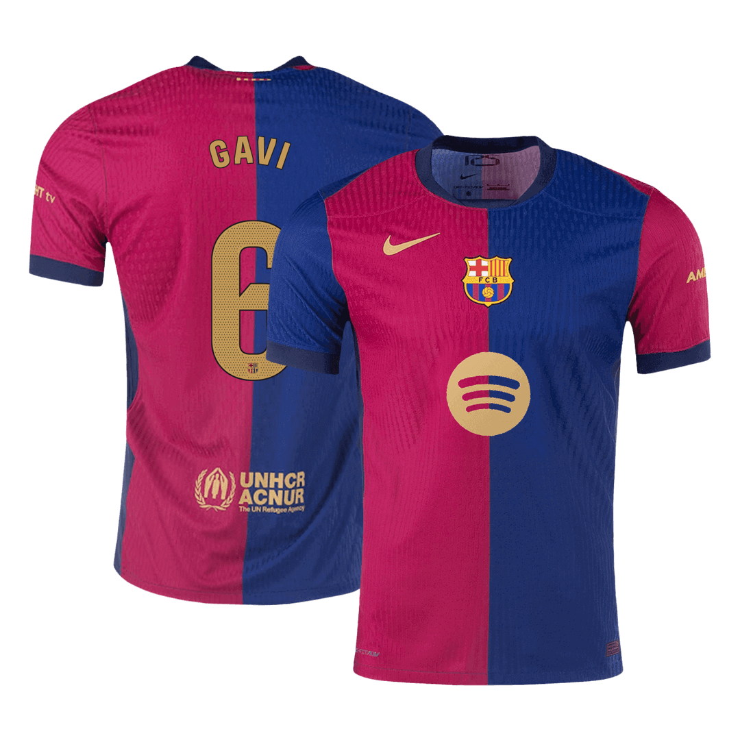 Player Version GAVI #6 Barcelona Home  Soccer Jersey 2024/25 - Spotify Logo Without Text Top Soccer Jerseys Store