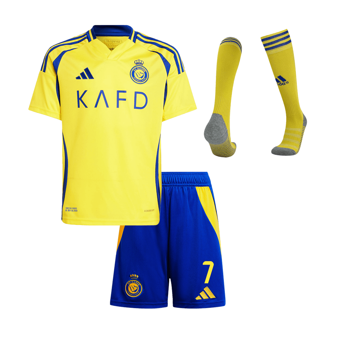 Kid's RONALDO #7 Al Nassr Home  Soccer Jersey Kit(Jersey+Shorts+Socks) 2024/25 Top Dresy Shop