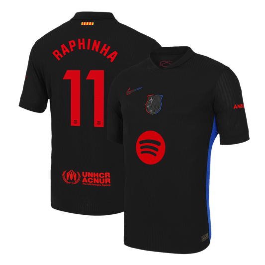 Player Version RAPHINHA #11 Barcelona Away  Soccer Jersey 2024/25 -?Spotify Logo Without Text? Top Dresy Shop