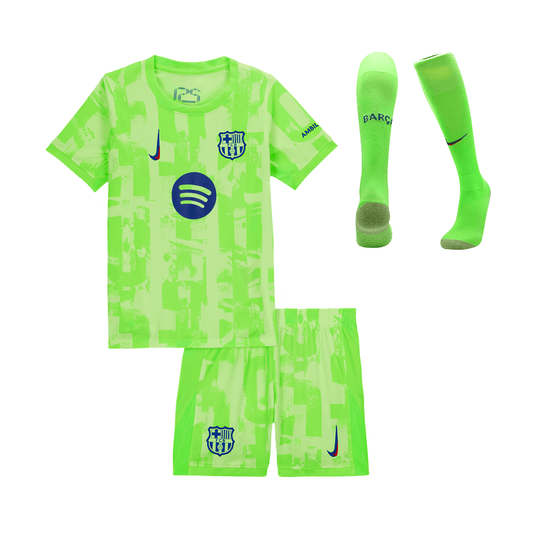 Kid's Barcelona Third Away  Soccer Jersey Kit(Jersey+Shorts+Socks) 2024/25- UCL (Spotify Logo Without Text) Top Dresy Shop