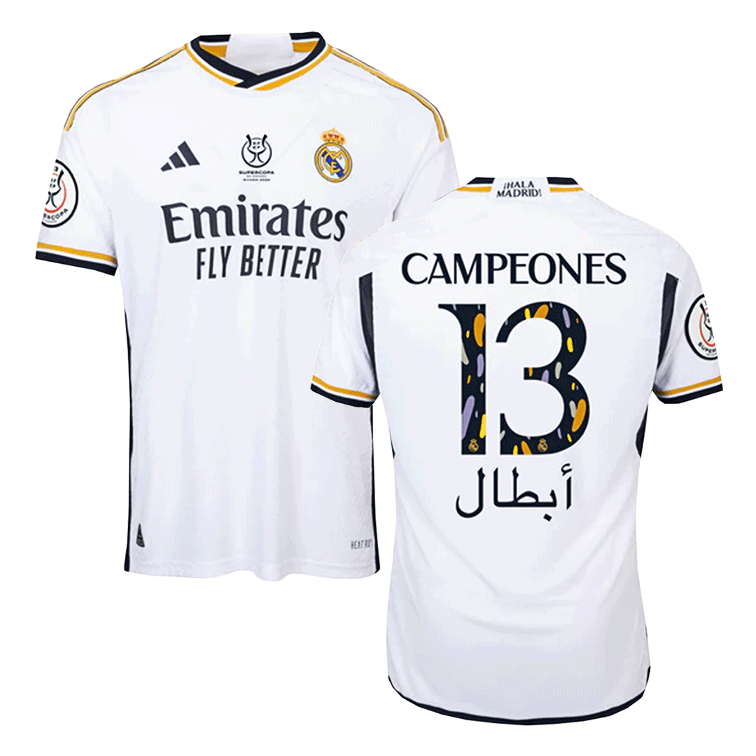 Player Version CAMPEONES #13 Real Madrid Home Soccer Jersey 2023/24 - Campeones Supercopa Top Dresy Shop