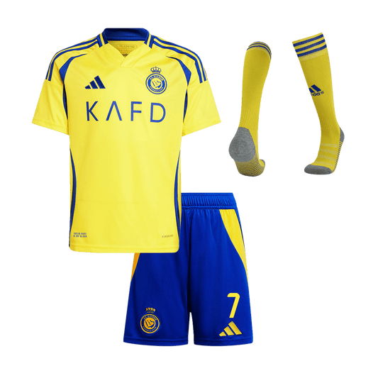 Kid's RONALDO #7 Al Nassr Home  Soccer Jersey Kit(Jersey+Shorts+Socks) 2024/25 - ACL Top Dresy Shop