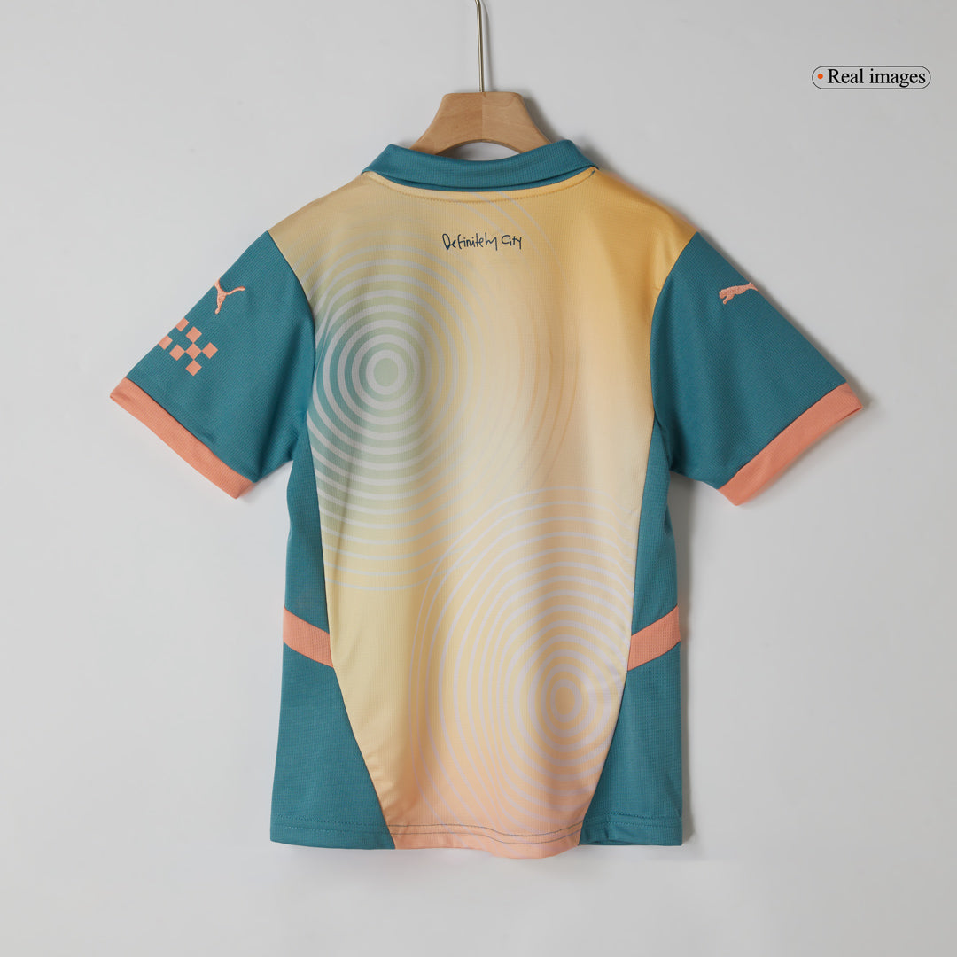 Kid's Manchester City Fourth Away  Soccer Jersey Kit(Jersey+Shorts) 2024/25- Definitely City (UCL) Top Dresy Shop