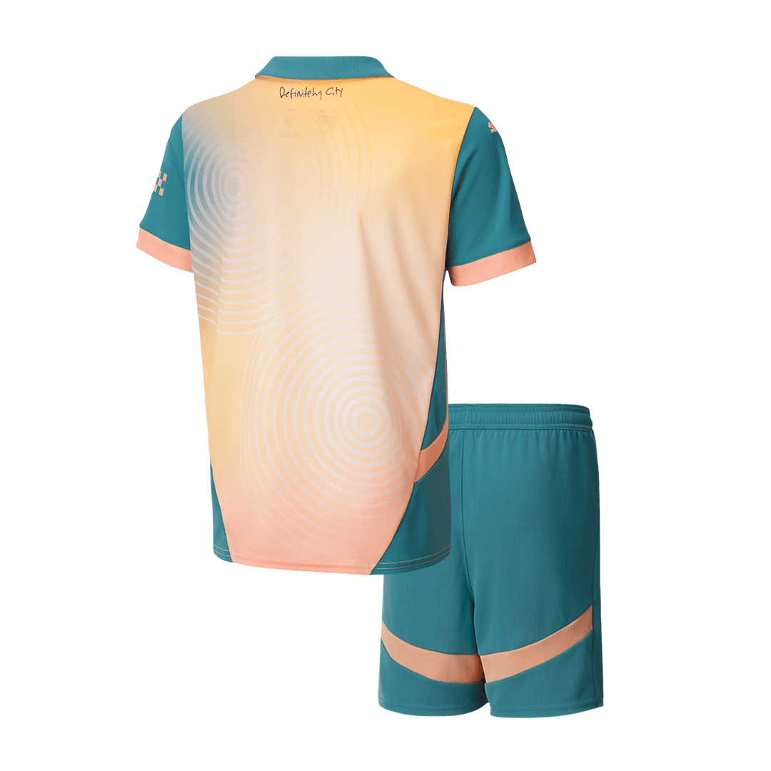 Kid's Manchester City Fourth Away  Soccer Jersey Kit(Jersey+Shorts) 2024/25- Definitely City (UCL) Top Dresy Shop
