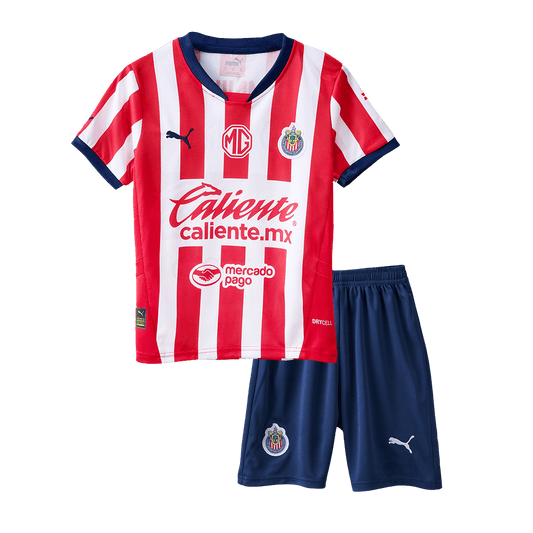 Kid's Chivas Home  Soccer Jersey Kit(Jersey+Shorts) 2024/25 Top Dresy Shop