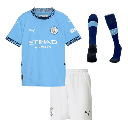Kid's Manchester City Home  Soccer Jersey Kit(Jersey+Shorts+Socks) 2024/25 Top Dresy Shop