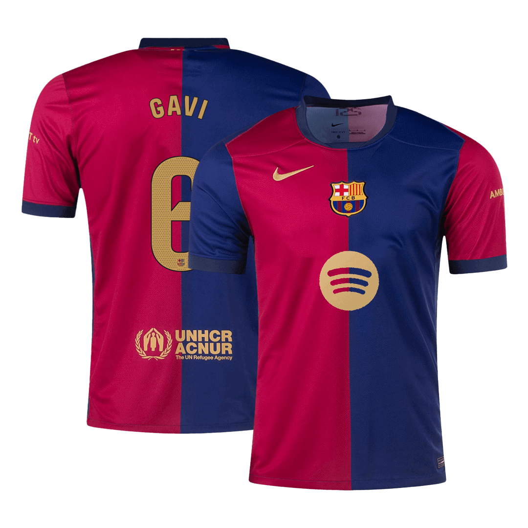 GAVI #6 Barcelona Home  Soccer Jersey 2024/25- Spotify Logo Without Text Top Soccer Jerseys Store