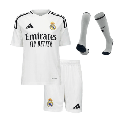 Kid's Real Madrid Home Soccer Jersey Kit(Jersey+Shorts+Socks) 2024/25 Top Dresy Shop