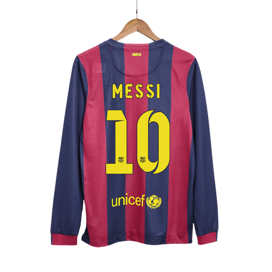 Retro MESSI #10 2014/15 Barcelona Home Long Sleeve  Soccer Jersey Top Dresy Shop