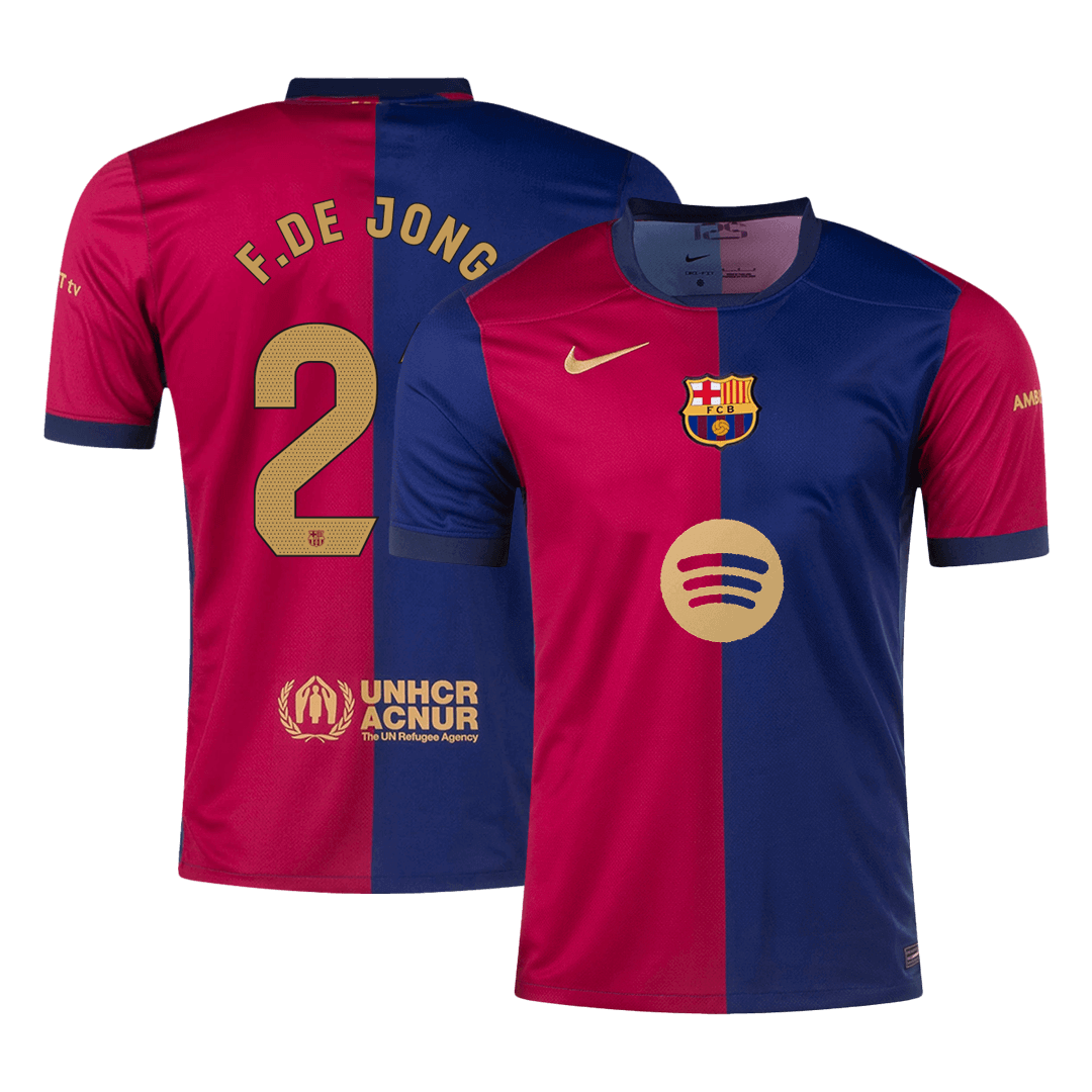F.DE JONG #21 Barcelona Home  Soccer Jersey 2024/25- Spotify Logo Without Text Top Dresy Shop