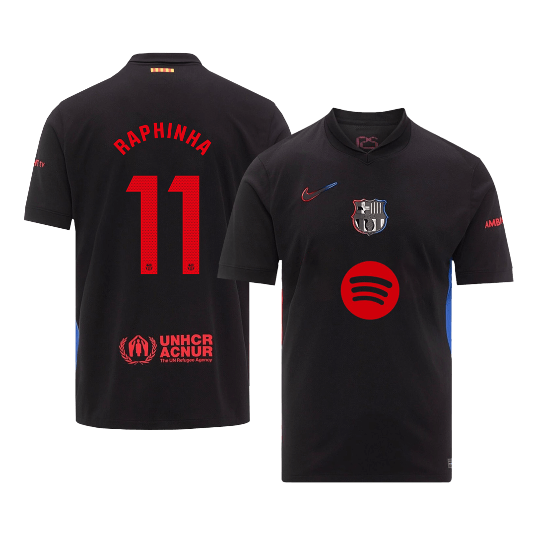 RAPHINHA #11 Barcelona Away  Soccer Jersey 2024/25 -?Spotify Logo Without Text? Top Dresy Shop