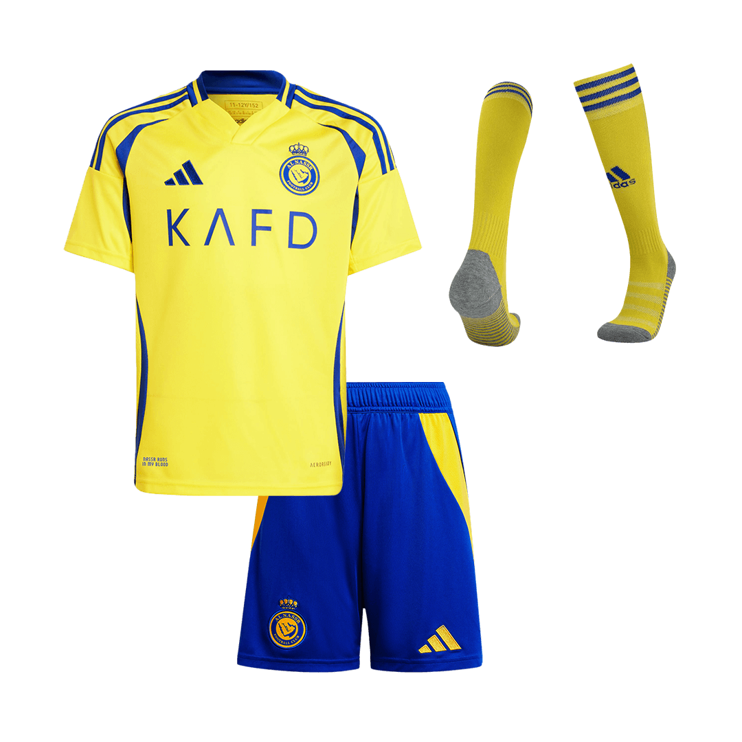 Kid's Al Nassr Home  Soccer Jersey Kit(Jersey+Shorts+Socks) 2024/25 Top Soccer Jerseys Store