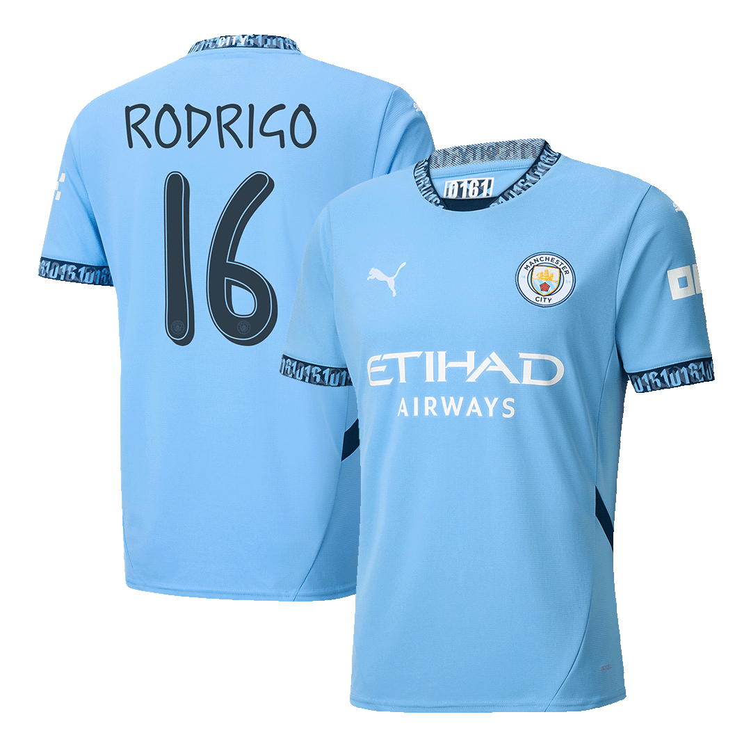 RODRIGO #16 Manchester City Home  Soccer Jersey 2024/25 - UCL Top Soccer Jerseys Store