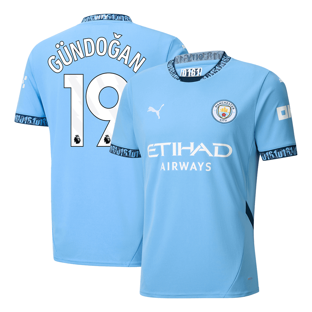 G?NDO?AN #19 Manchester City Home  Soccer Jersey 2024/25 Top Dresy Shop