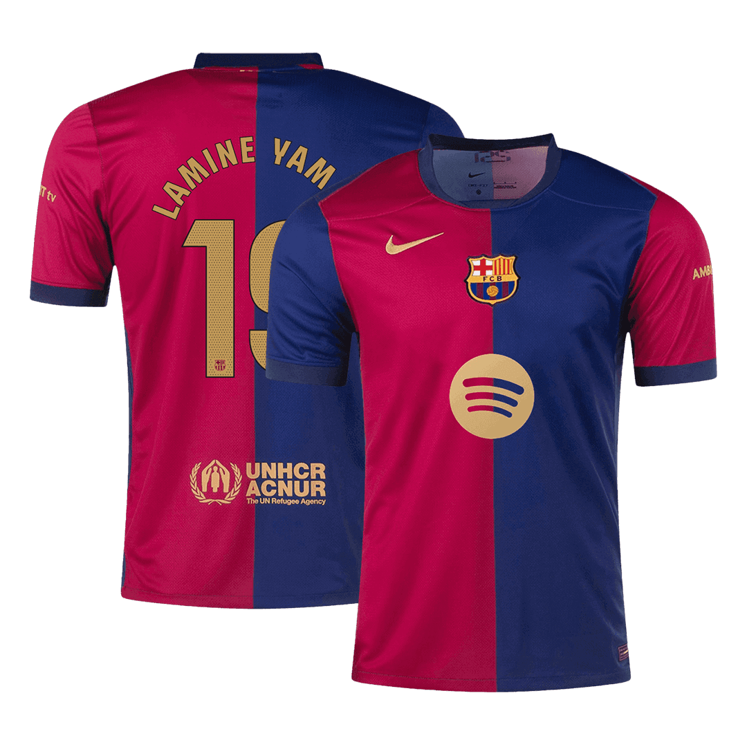 LAMINE YAMAL #19 Barcelona Home  Soccer Jersey 2024/25- Spotify Logo Without Text Top Dresy Shop