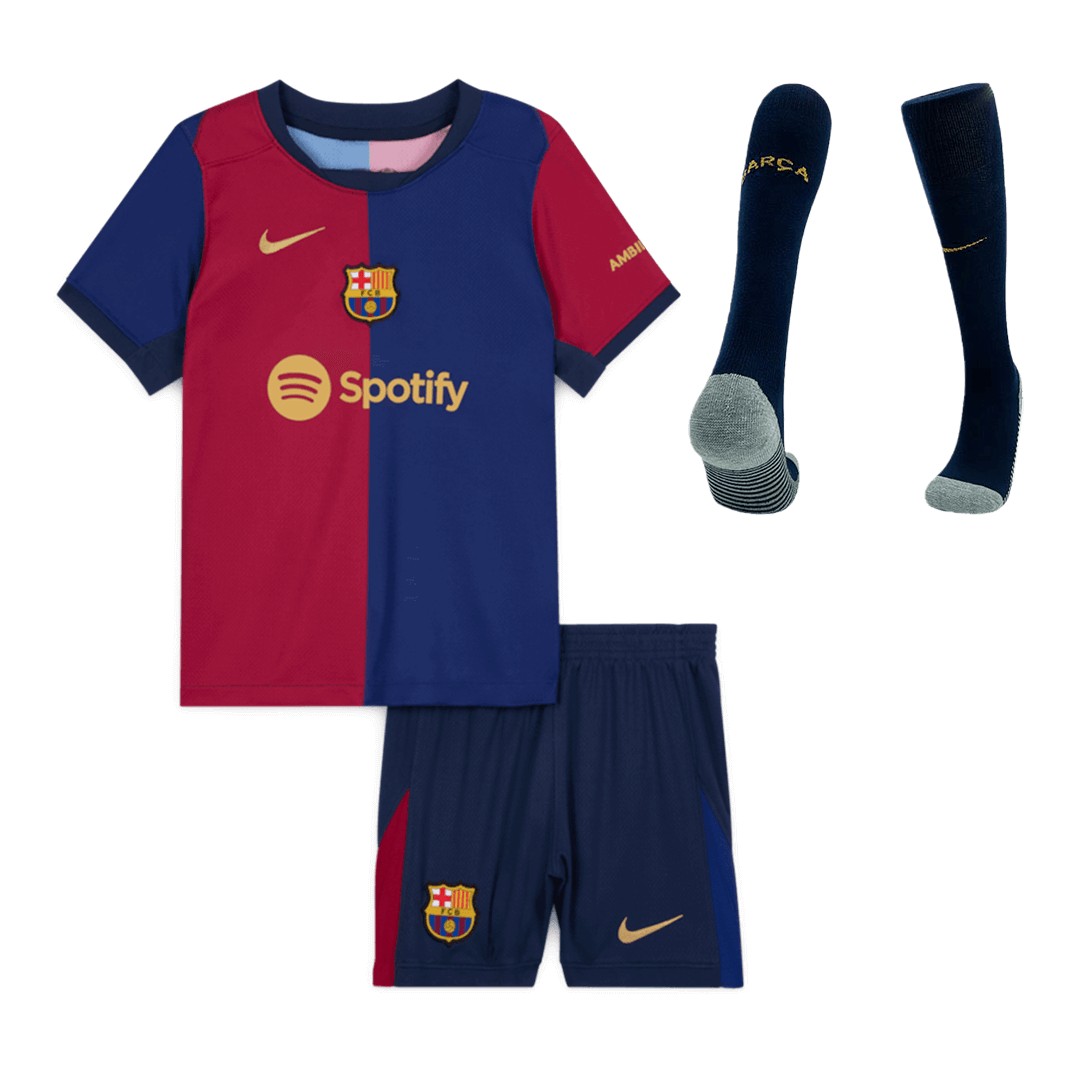 Kid's Barcelona Home  Soccer Jersey Kit(Jersey+Shorts+Socks) 2024/25 Top Dresy Shop