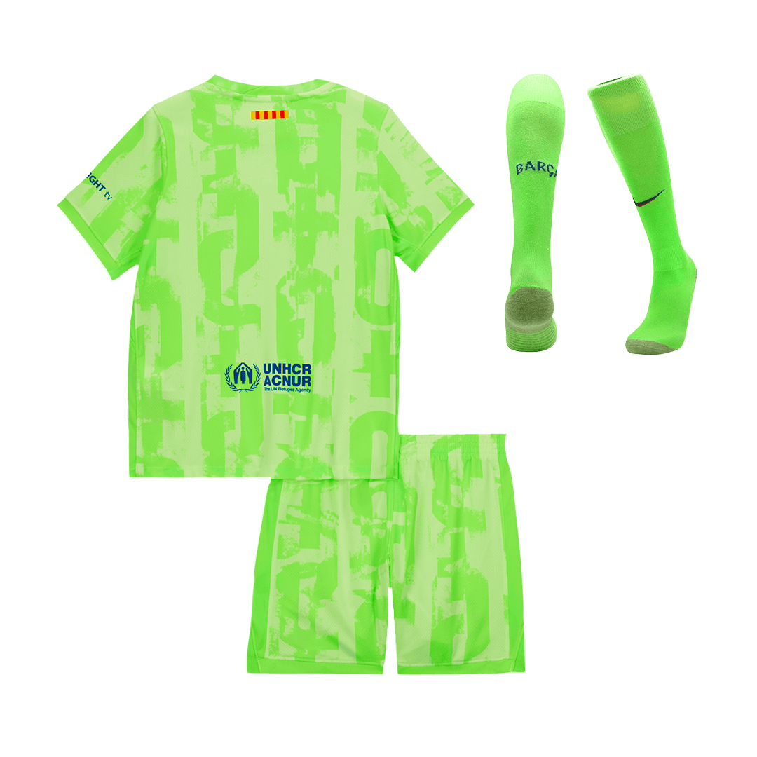 Kid's Barcelona Third Away  Soccer Jersey Kit(Jersey+Shorts+Socks) 2024/25- UCL (Spotify Logo Without Text) Top Dresy Shop